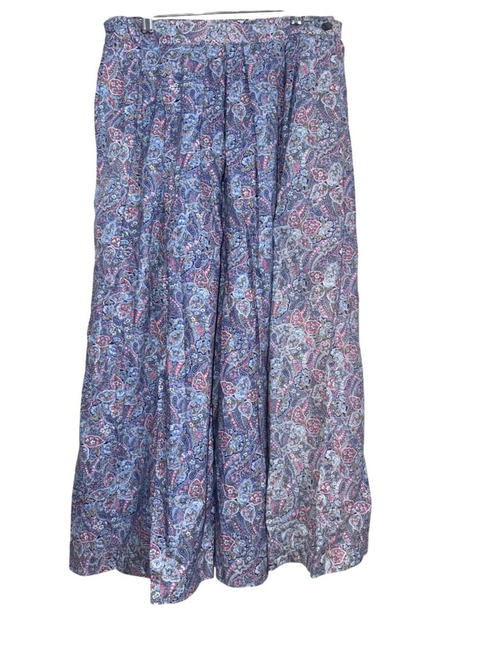 Vintage Albert Paul Womens Paisley Maxi Skirt Size 14 100% Cotton Blue & Pink Fl